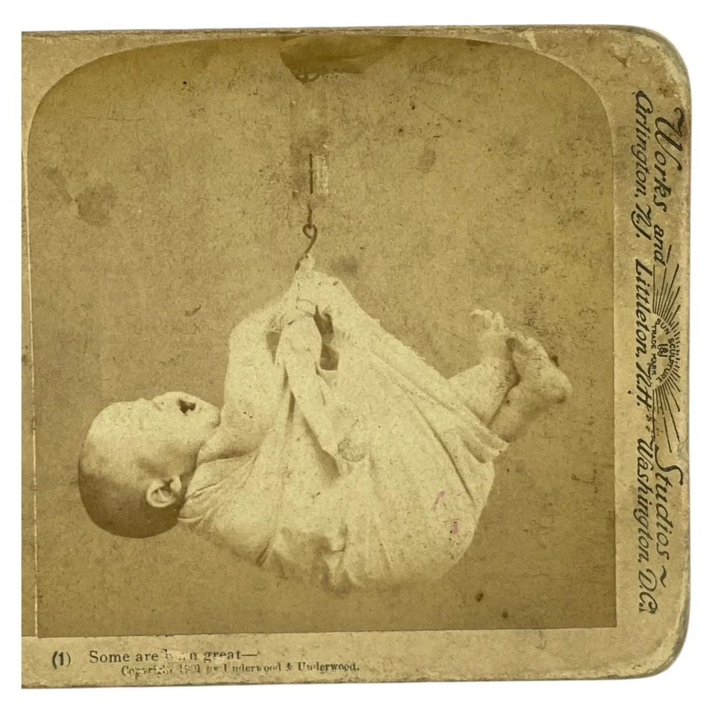 Underwood & Underwood 1891 Stereoview Some Are Born‎ Great Baby Genre Photo